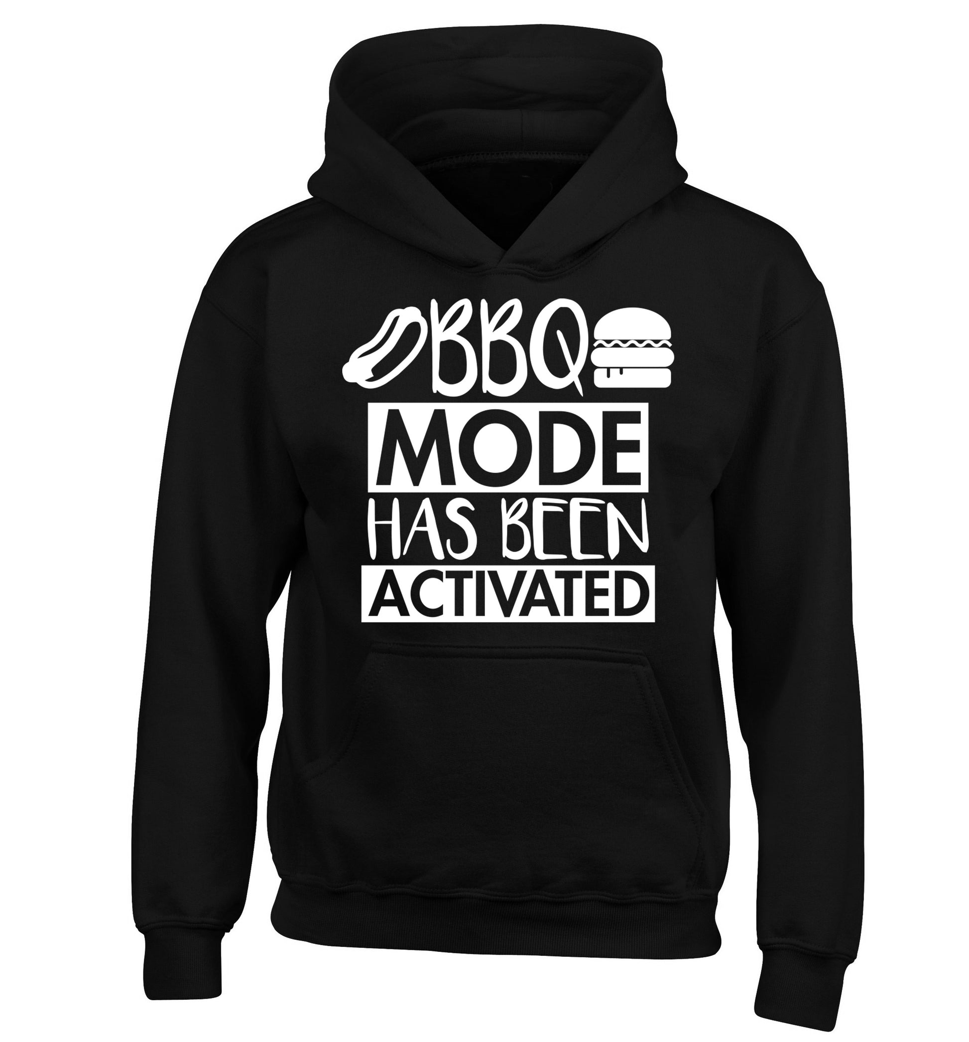 Bbq mode has been activated children's black hoodie 12-14 Years
