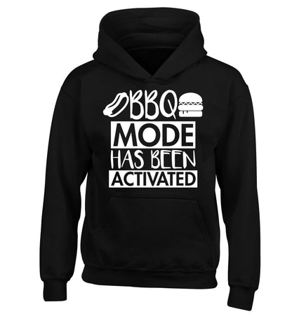 Bbq mode has been activated children's black hoodie 12-14 Years