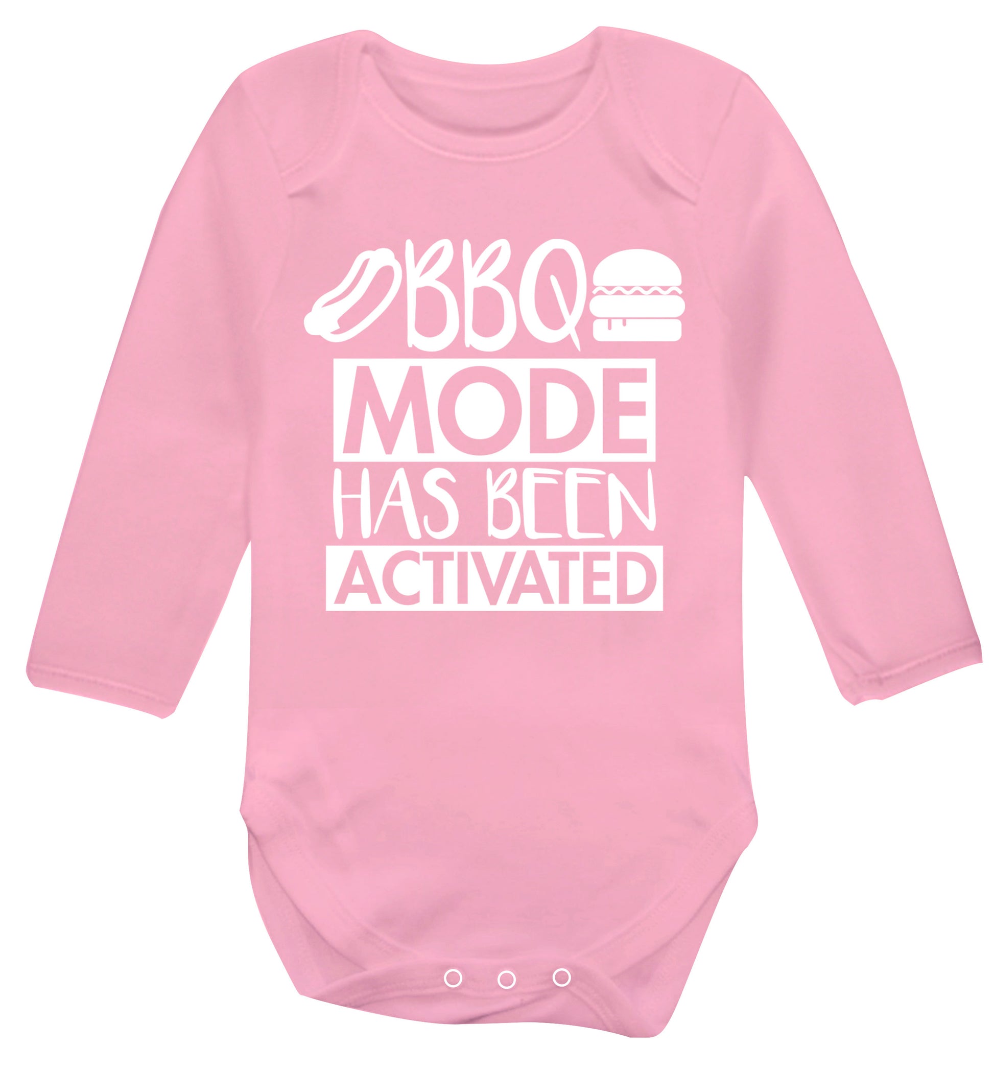 Bbq mode has been activated Baby Vest long sleeved pale pink 6-12 months