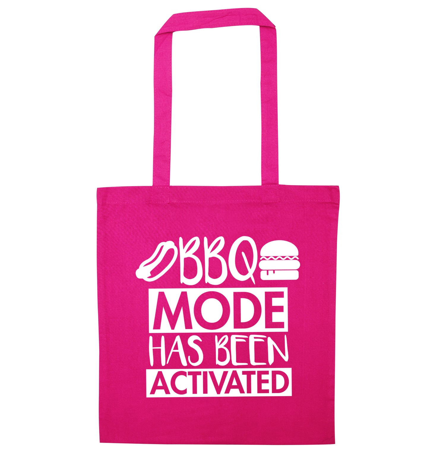 Bbq mode has been activated pink tote bag