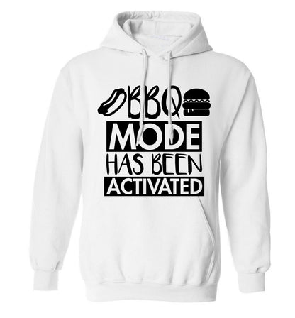 Bbq mode has been activated adults unisex white hoodie 2XL