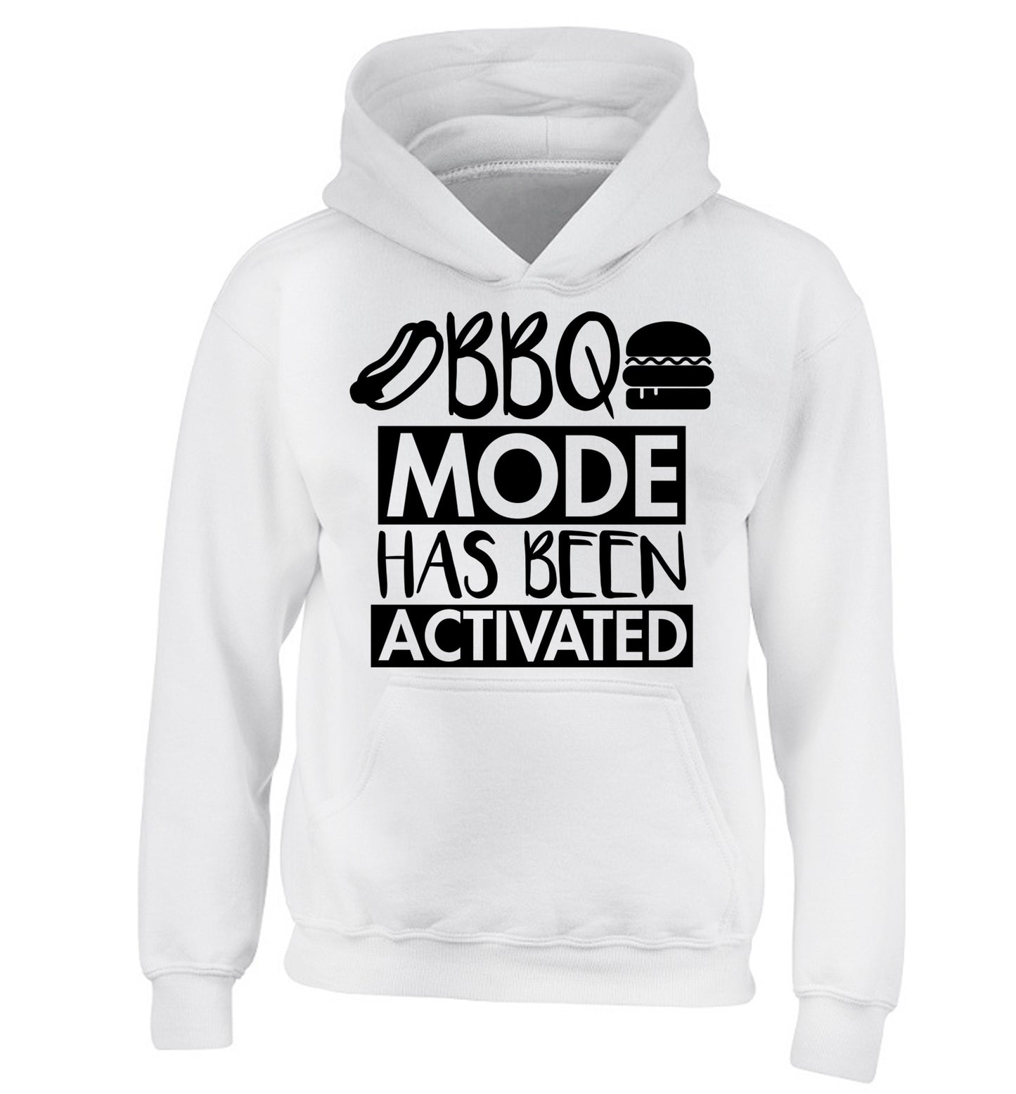 Bbq mode has been activated children's white hoodie 12-14 Years