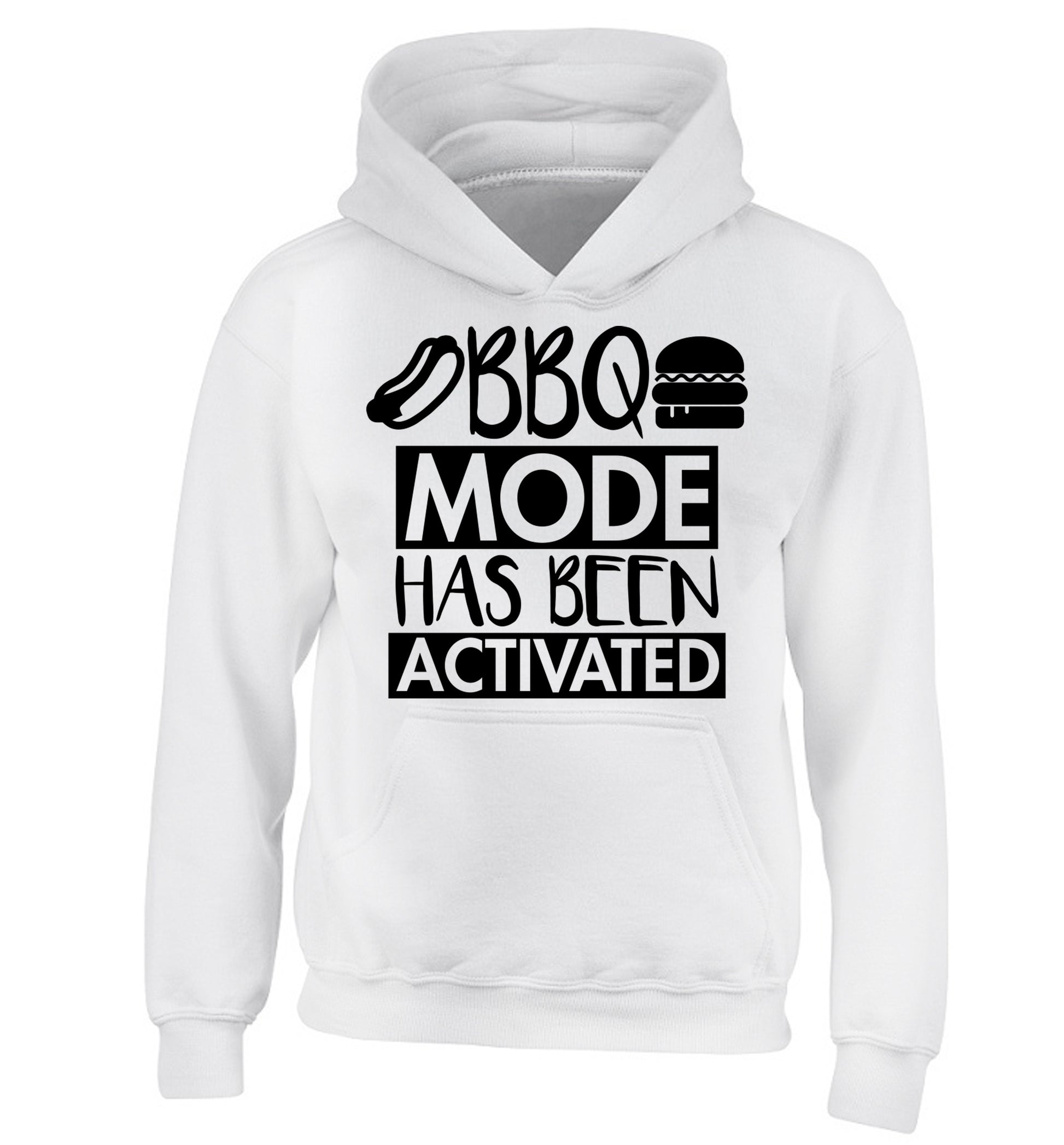 Bbq mode has been activated children's white hoodie 12-14 Years