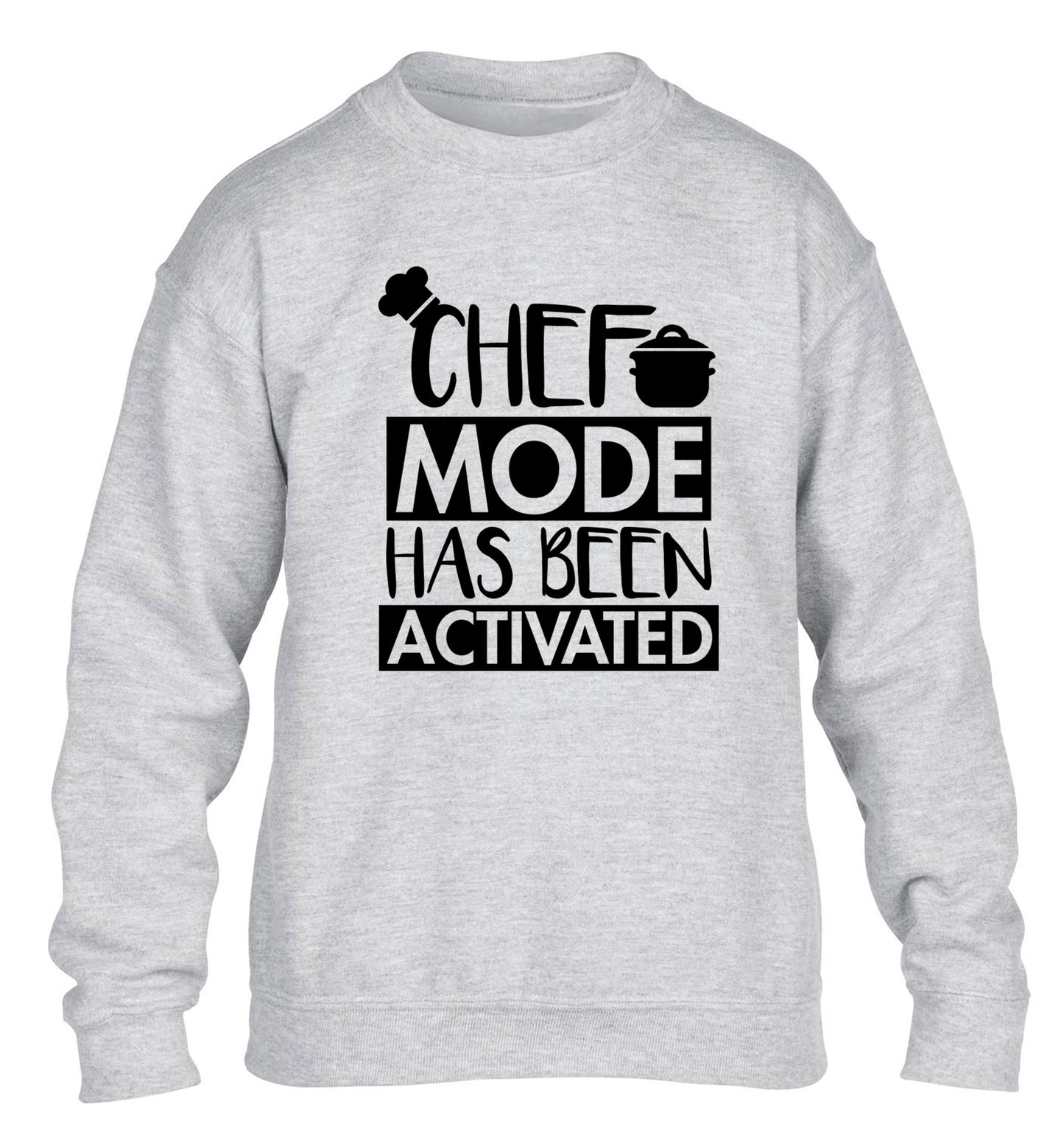 Chef mode has been activated children's grey sweater 12-14 Years