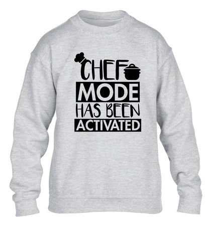 Chef mode has been activated children's grey sweater 12-14 Years