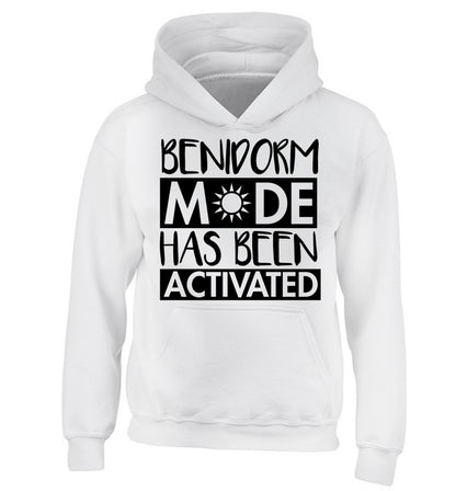 Benidorm mode has been activated children's white hoodie 12-14 Years