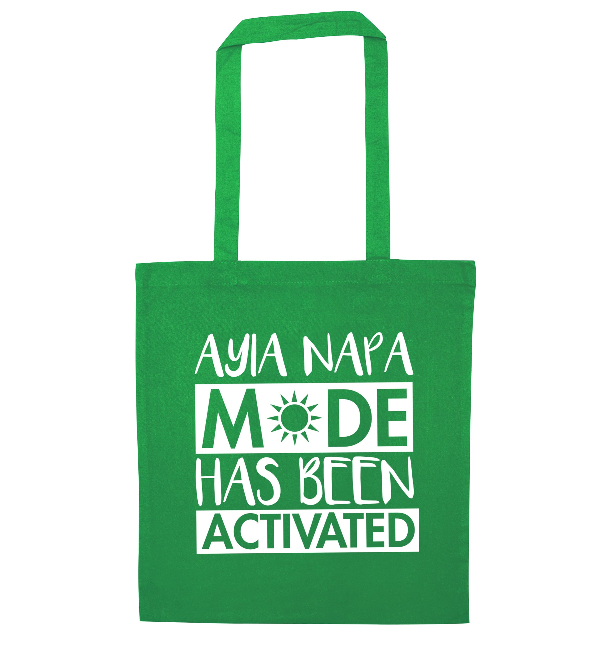 Aiya Napa mode has been activated green tote bag