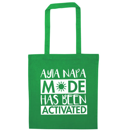 Aiya Napa mode has been activated green tote bag