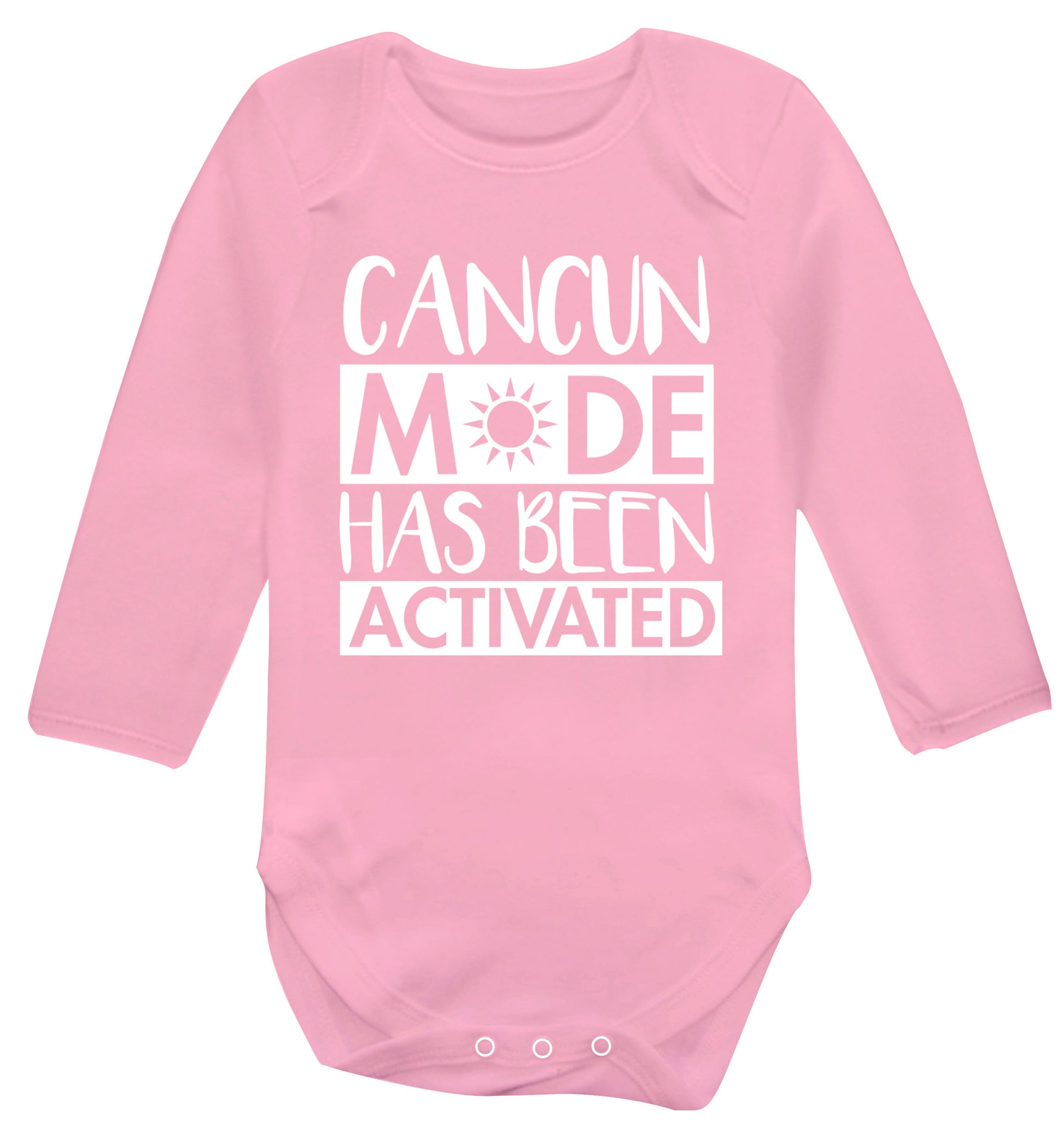 Cancun mode has been activated Baby Vest long sleeved pale pink 6-12 months