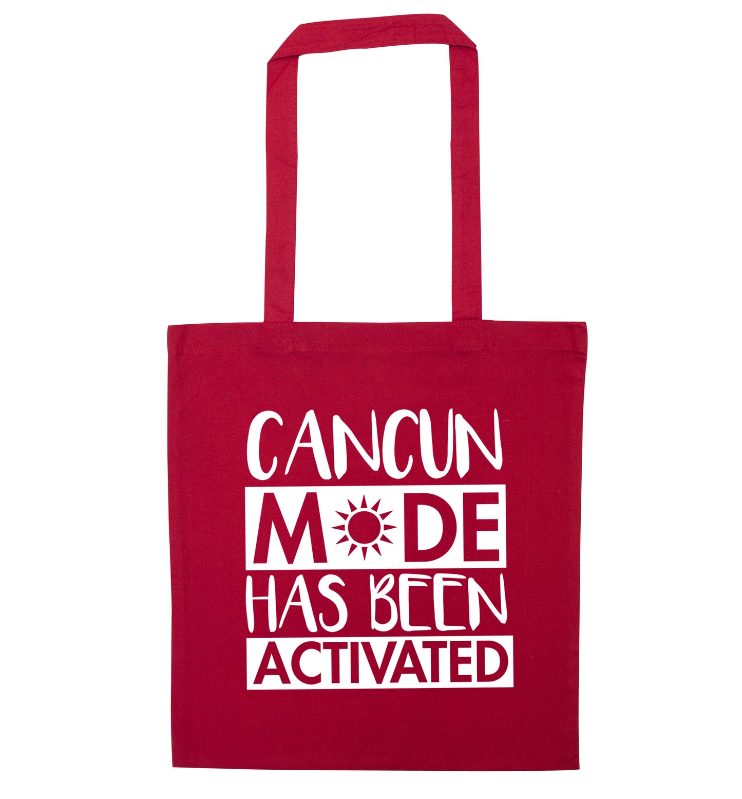 Cancun mode has been activated red tote bag