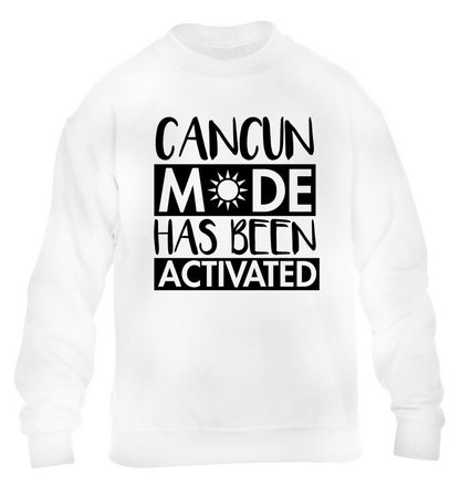 Cancun mode has been activated children's white sweater 12-14 Years