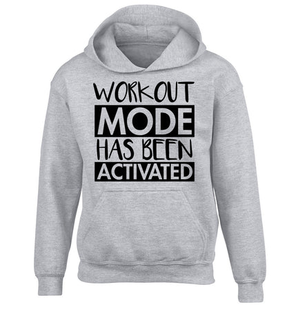 Workout mode has been activated children's grey hoodie 12-14 Years
