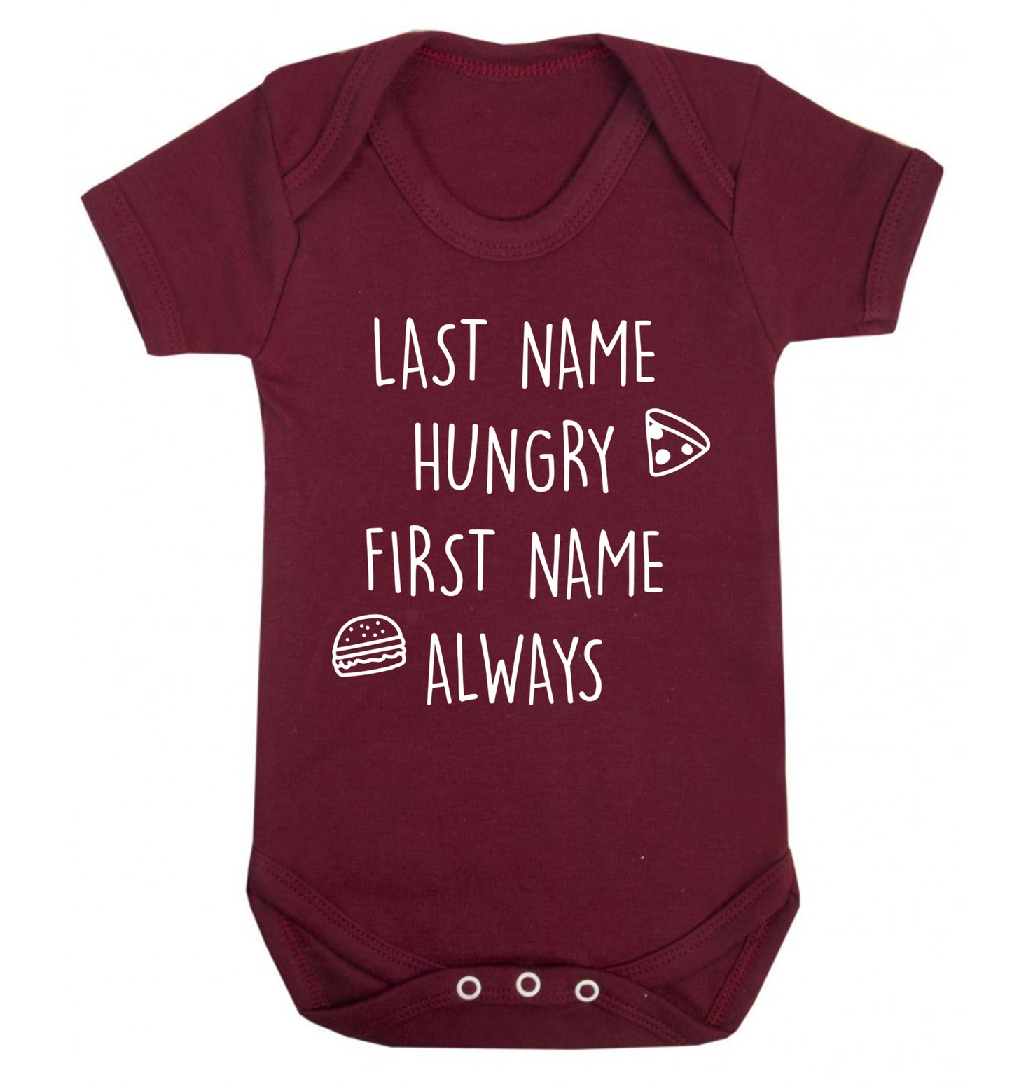 First name hungry, last name always Baby Vest maroon 18-24 months