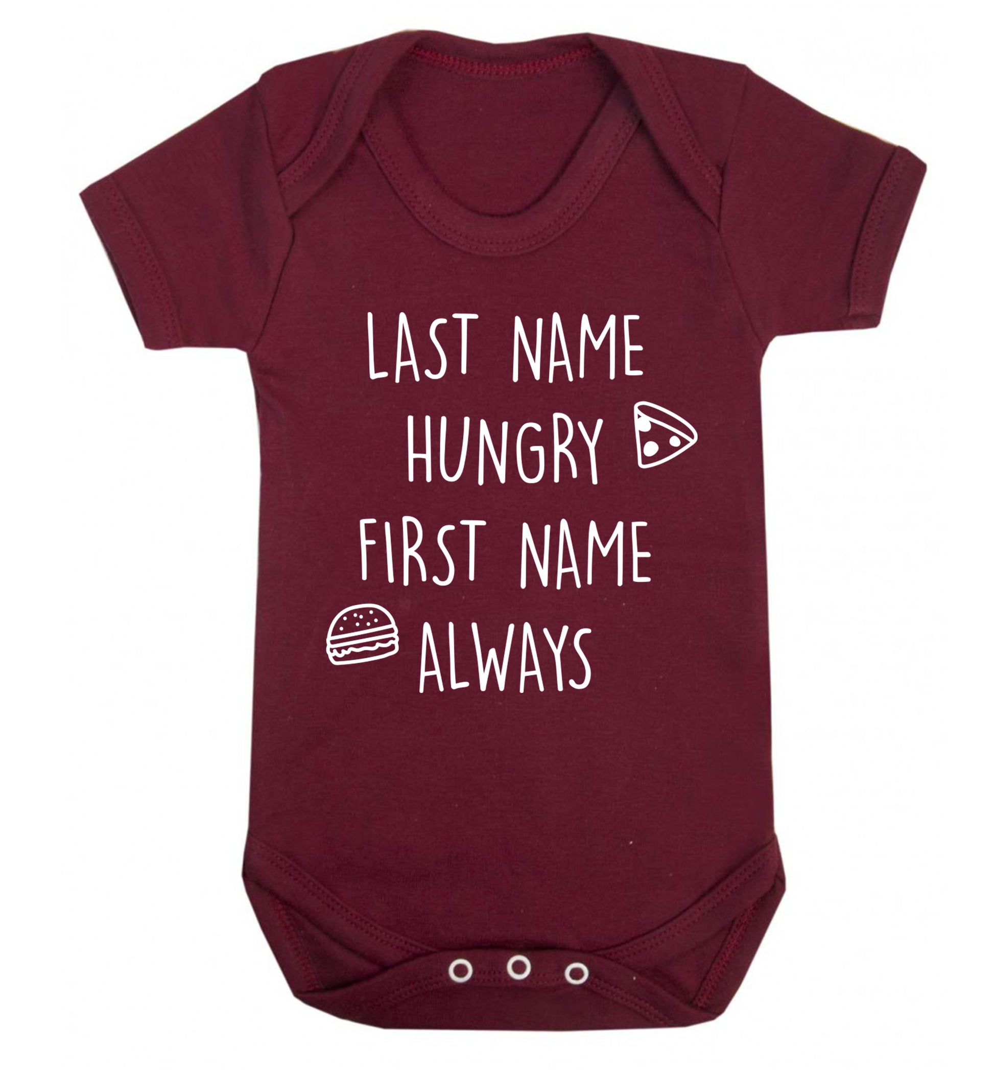First name hungry, last name always Baby Vest maroon 18-24 months