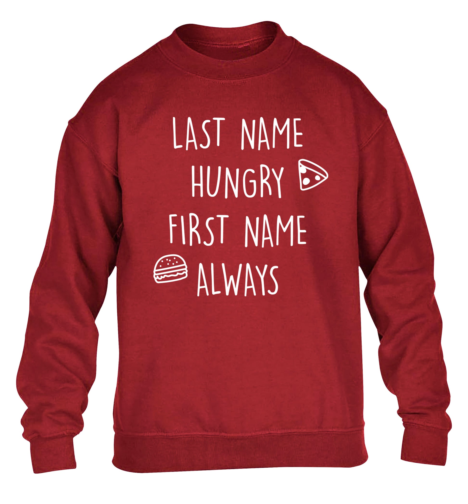 First name hungry, last name always children's grey sweater 12-14 Years