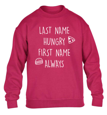 First name hungry, last name always children's pink sweater 12-14 Years