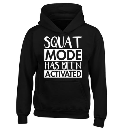 Squat mode activated children's black hoodie 12-14 Years