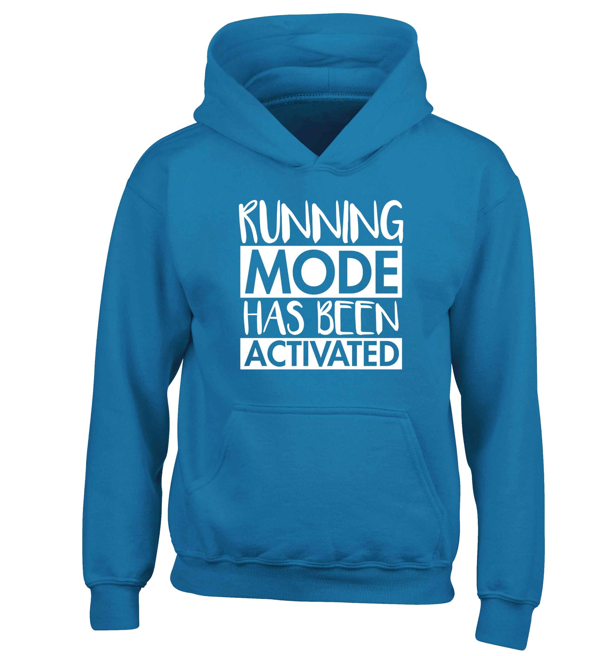 Running mode has been activated children's blue hoodie 12-13 Years