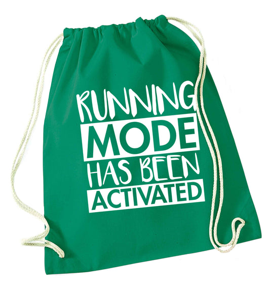 Running mode has been activated green drawstring bag