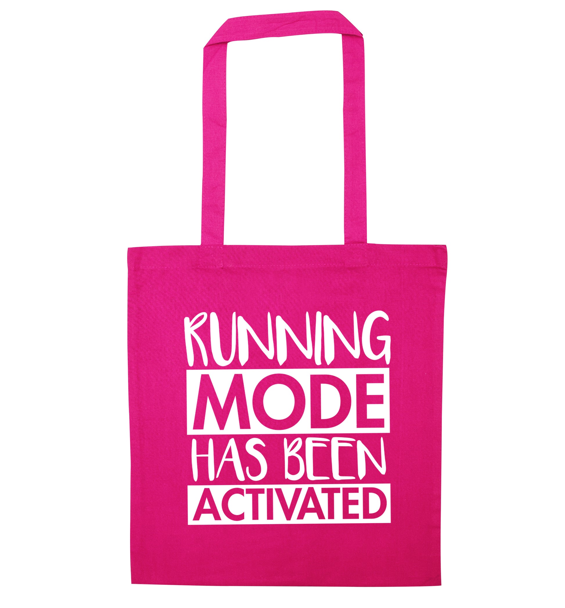 Running mode activated pink tote bag