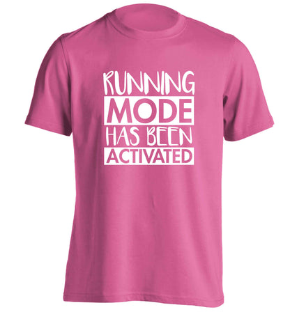 Running mode has been activated adults unisex pink Tshirt 2XL