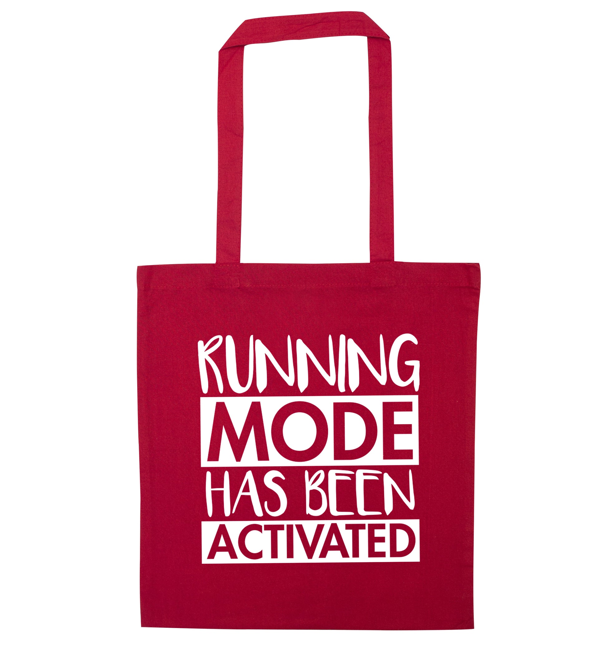 Running mode activated red tote bag