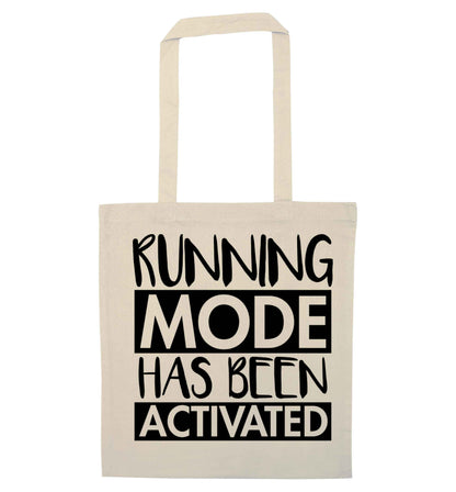 Running mode has been activated natural tote bag