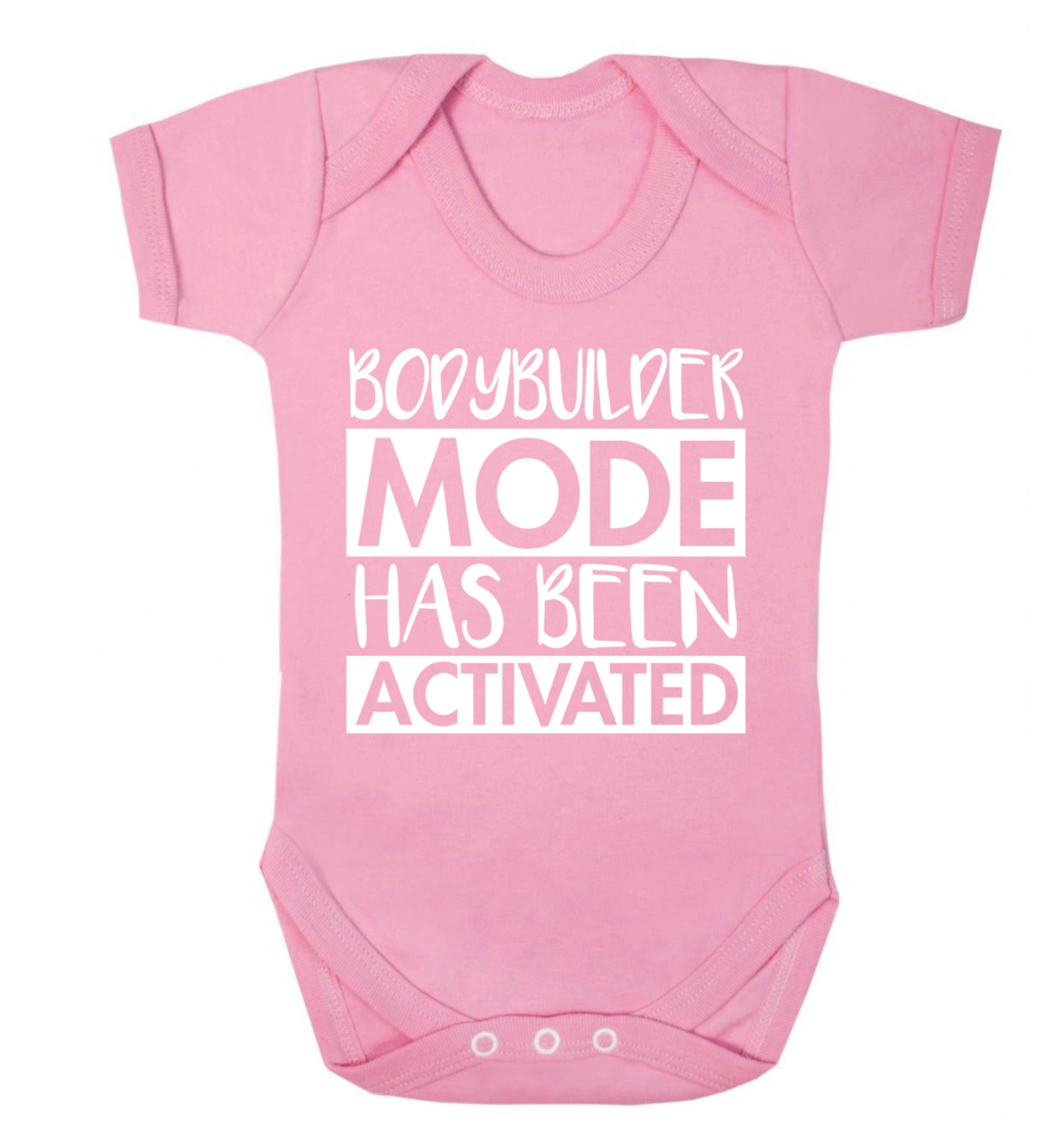 Bodybuilder mode activated Baby Vest pale pink 18-24 months
