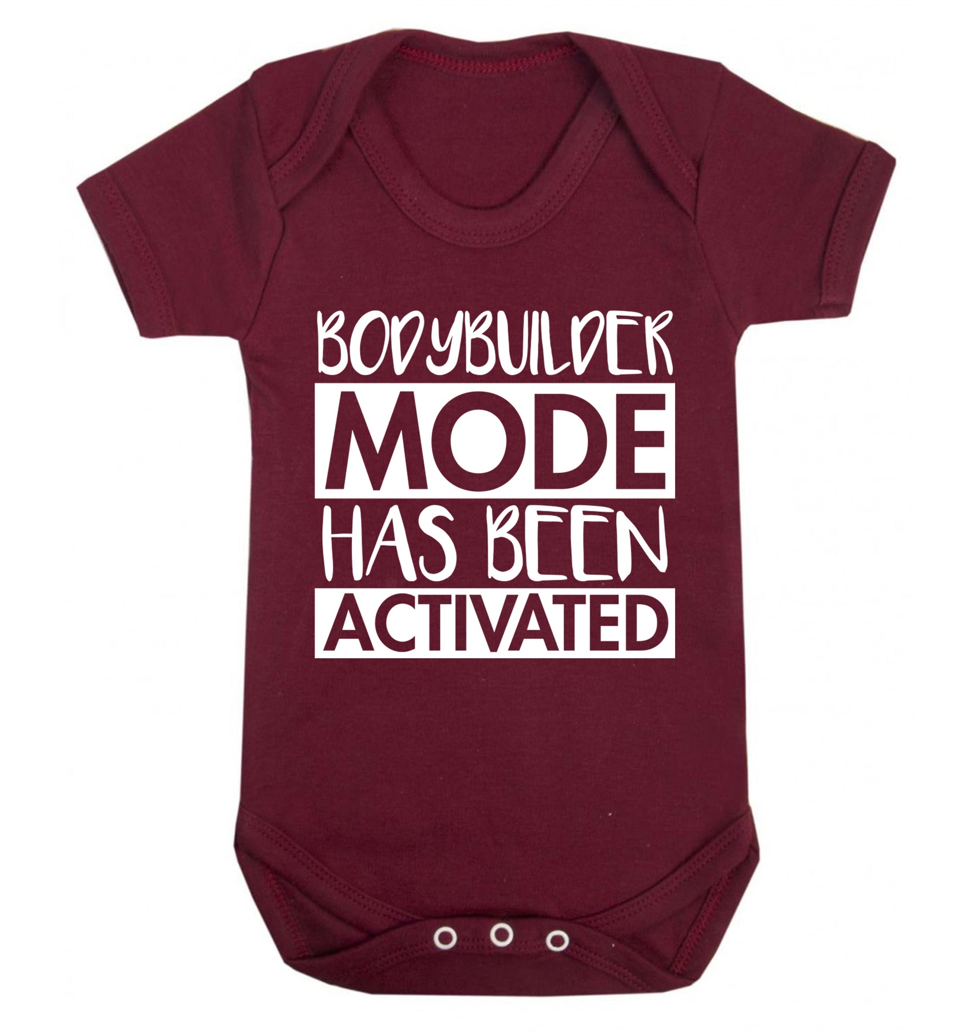 Bodybuilder mode activated Baby Vest maroon 18-24 months