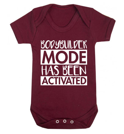 Bodybuilder mode activated Baby Vest maroon 18-24 months