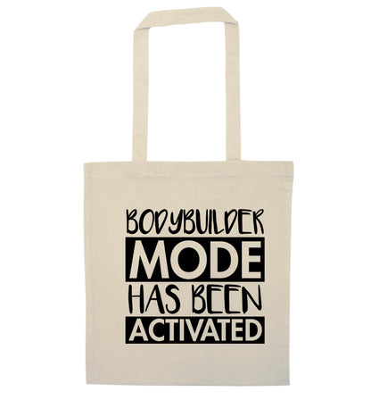 Bodybuilder mode activated natural tote bag