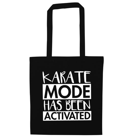 Karate mode activated black tote bag