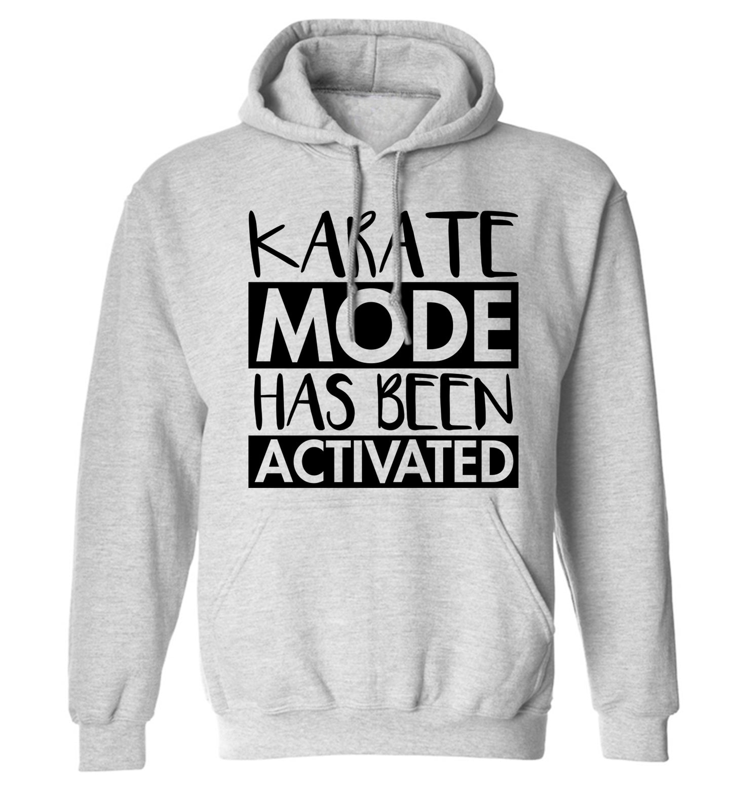 Karate mode activated adults unisex grey hoodie 2XL