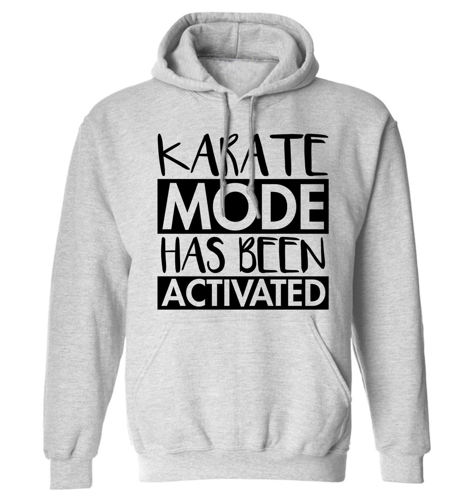 Karate mode activated adults unisex grey hoodie 2XL