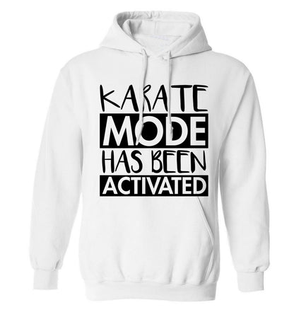 Karate mode activated adults unisex white hoodie 2XL