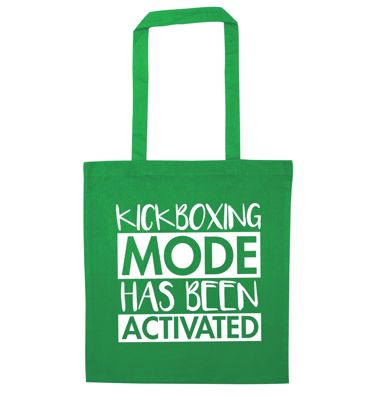 Kickboxing mode activated green tote bag