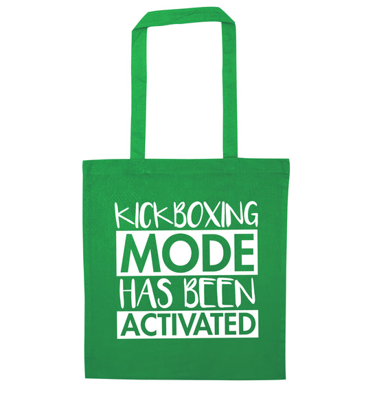 Kickboxing mode activated green tote bag