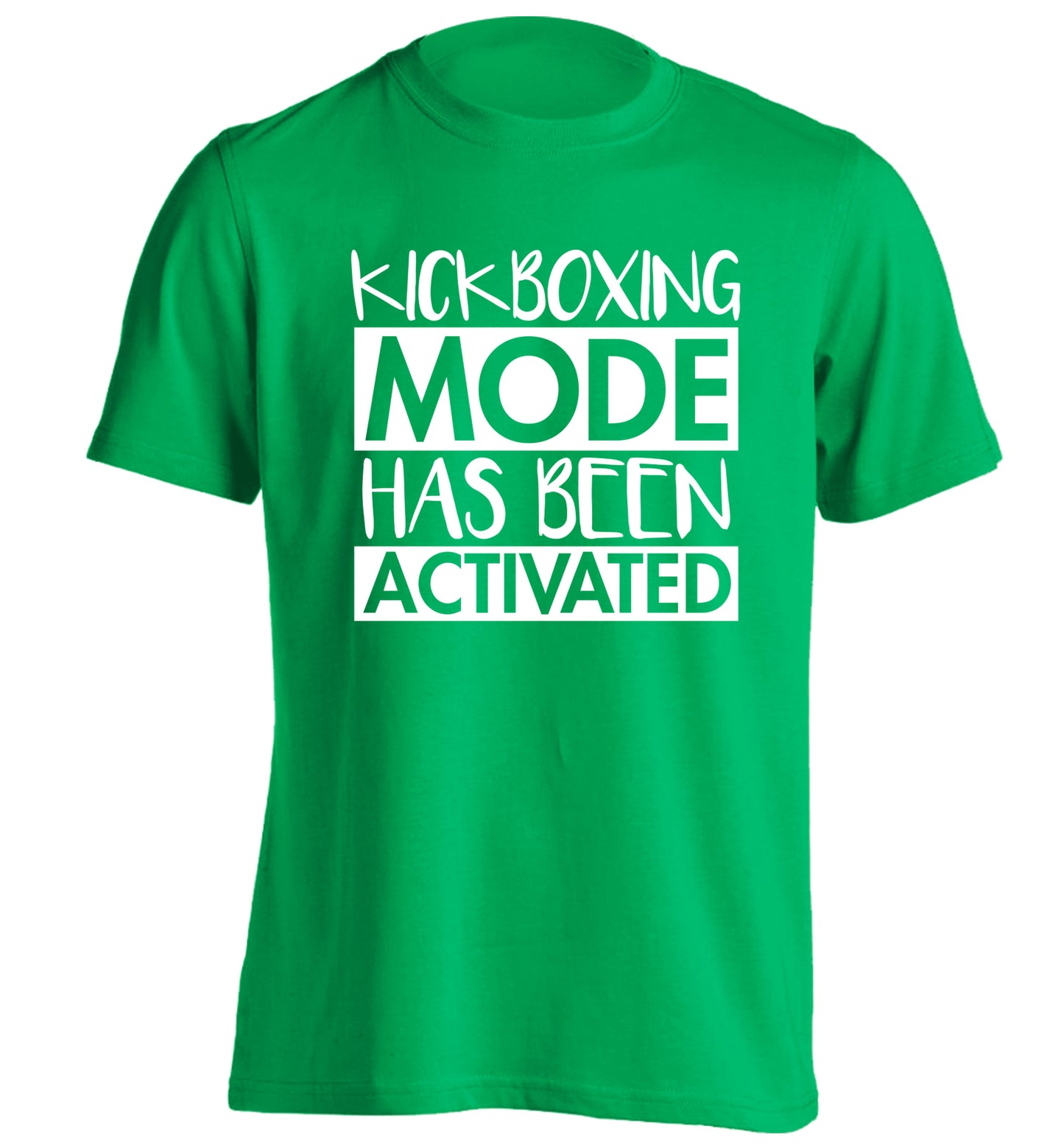 Kickboxing mode activated adults unisex green Tshirt 2XL