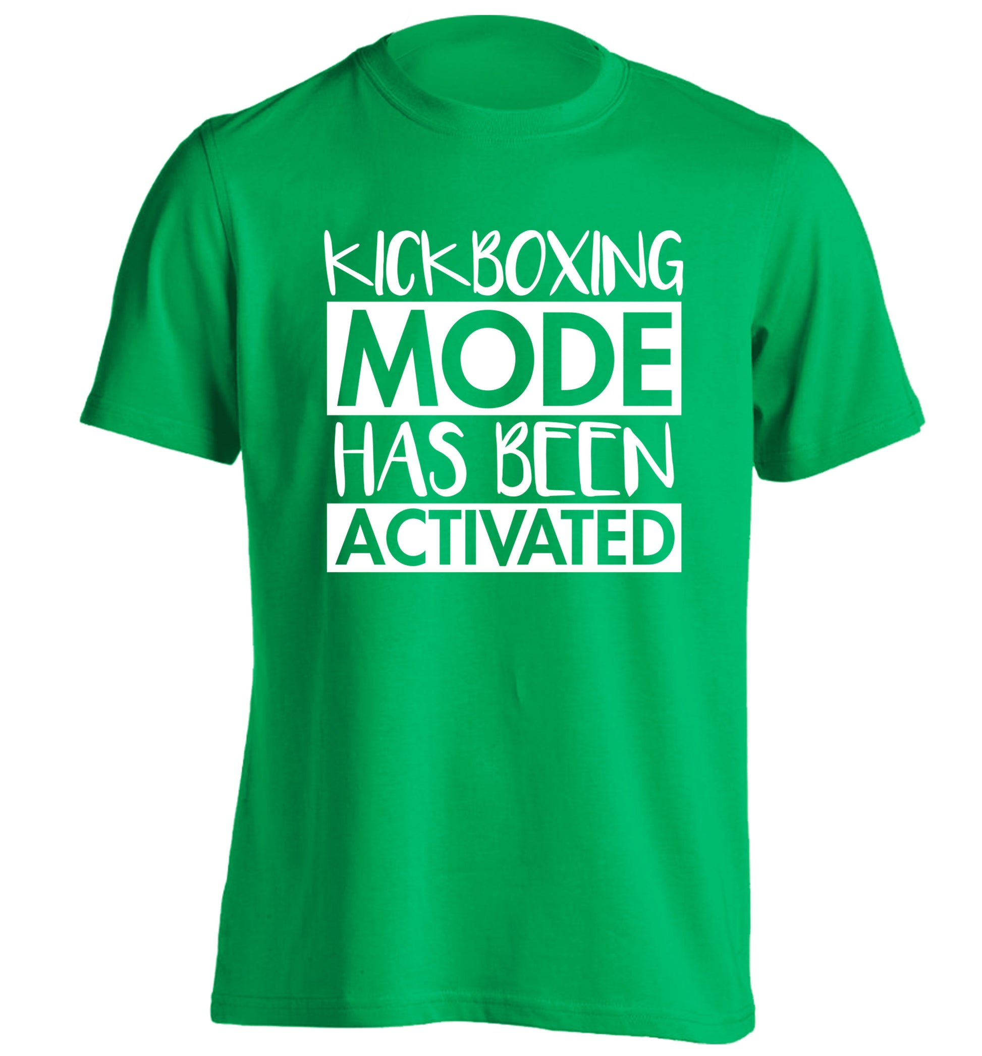 Kickboxing mode activated adults unisex green Tshirt 2XL