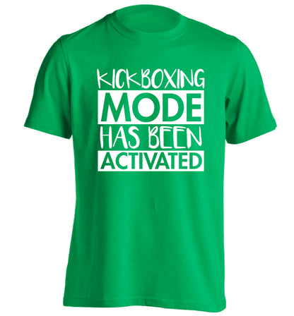 Kickboxing mode activated adults unisex green Tshirt 2XL