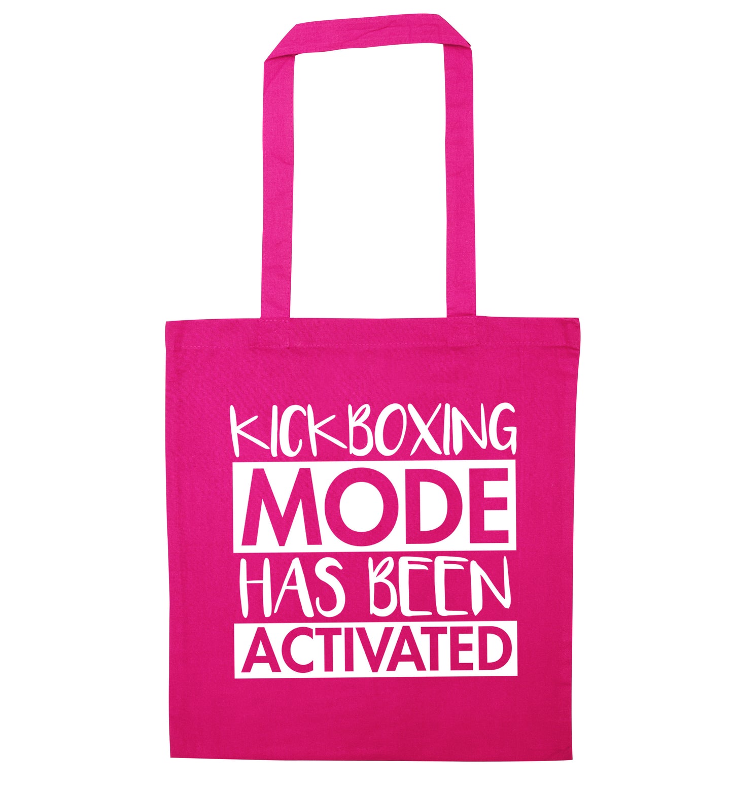 Kickboxing mode activated pink tote bag