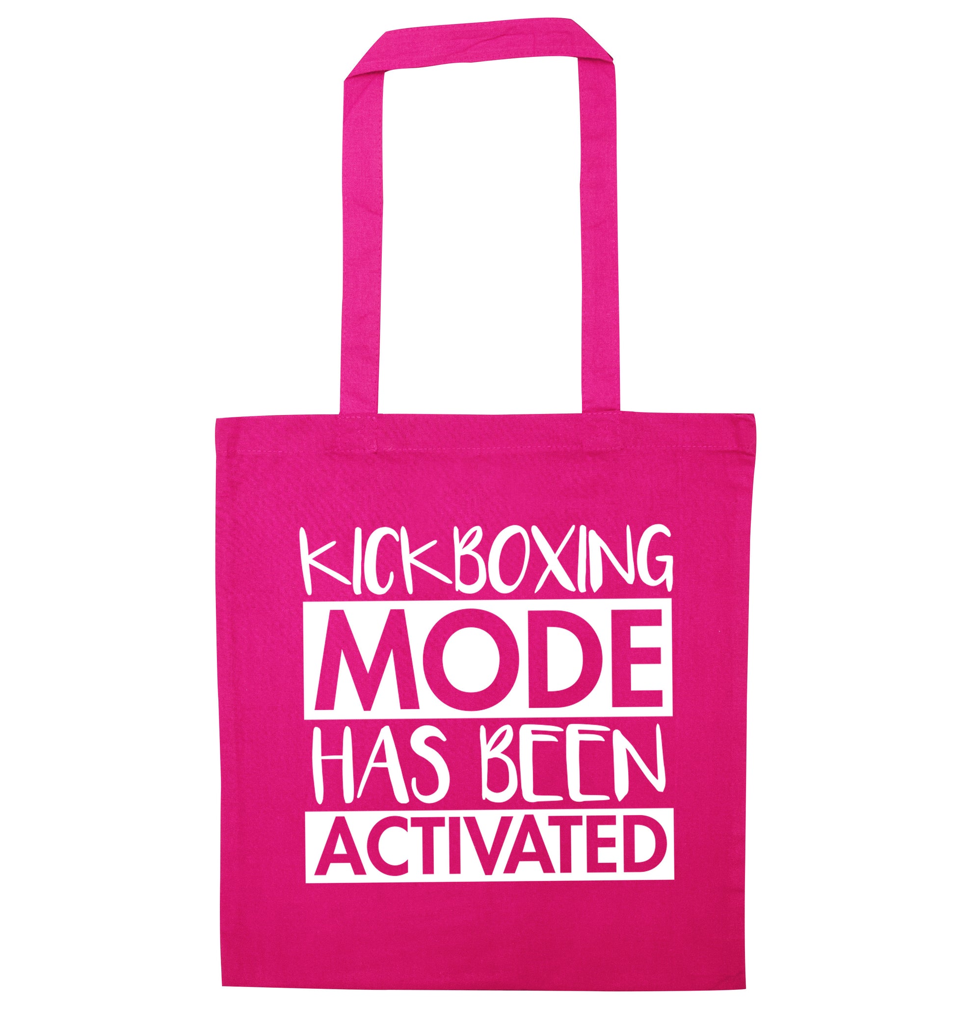 Kickboxing mode activated pink tote bag