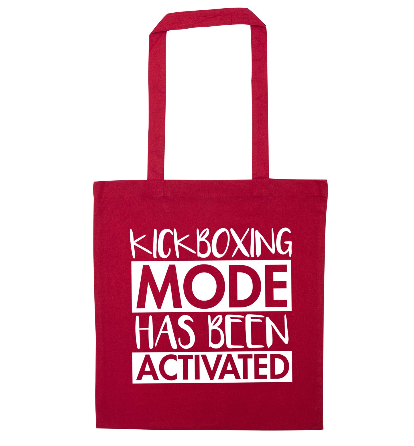 Kickboxing mode activated red tote bag
