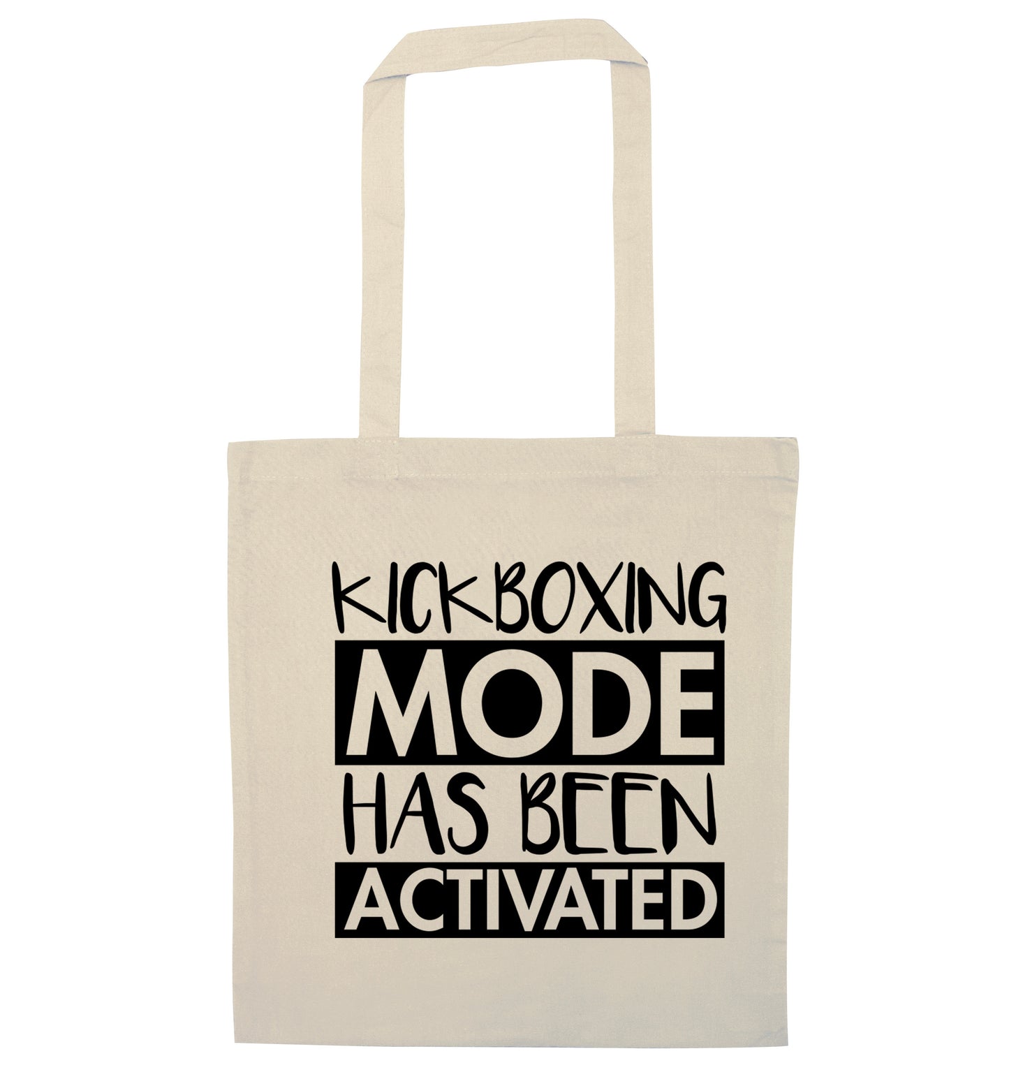 Kickboxing mode activated natural tote bag