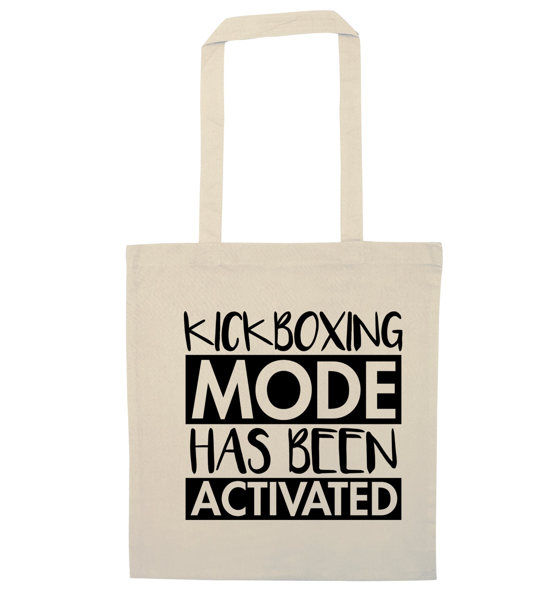 Kickboxing mode activated natural tote bag
