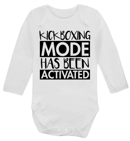 Kickboxing mode activated Baby Vest long sleeved white 6-12 months