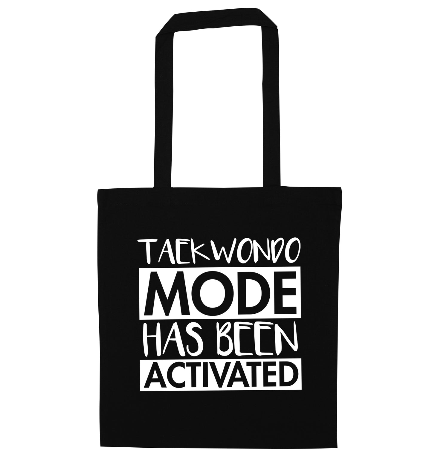 Taekwondo mode activated black tote bag
