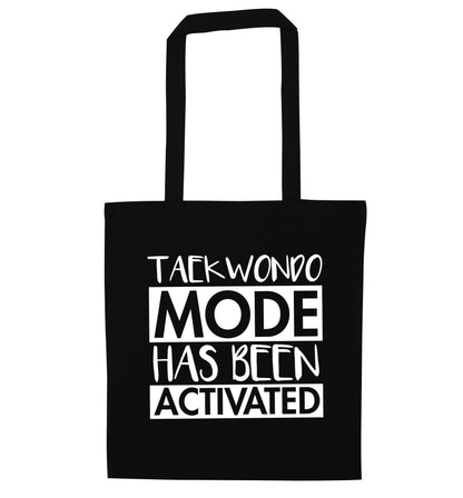 Taekwondo mode activated black tote bag