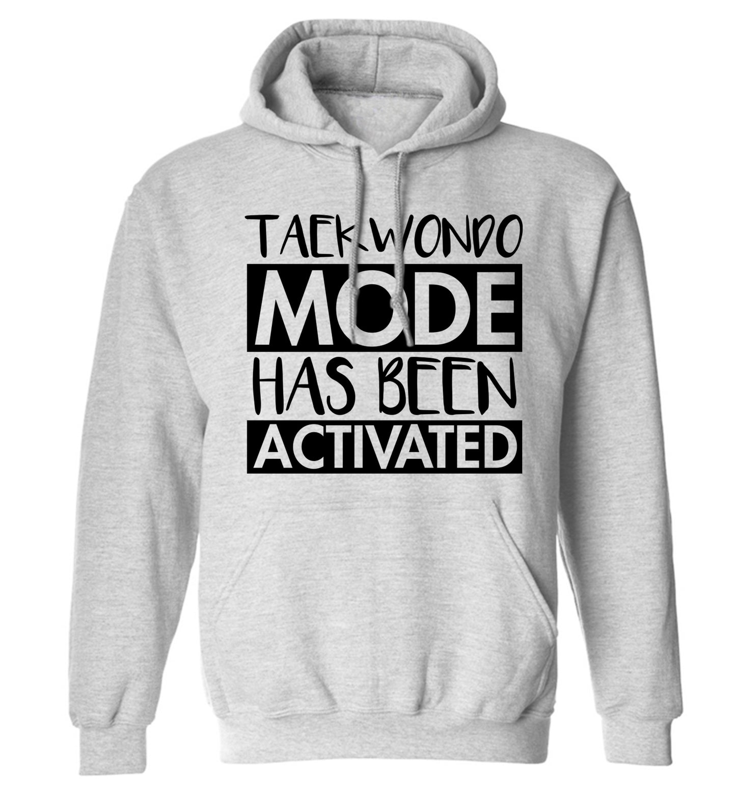 Taekwondo mode activated adults unisex grey hoodie 2XL