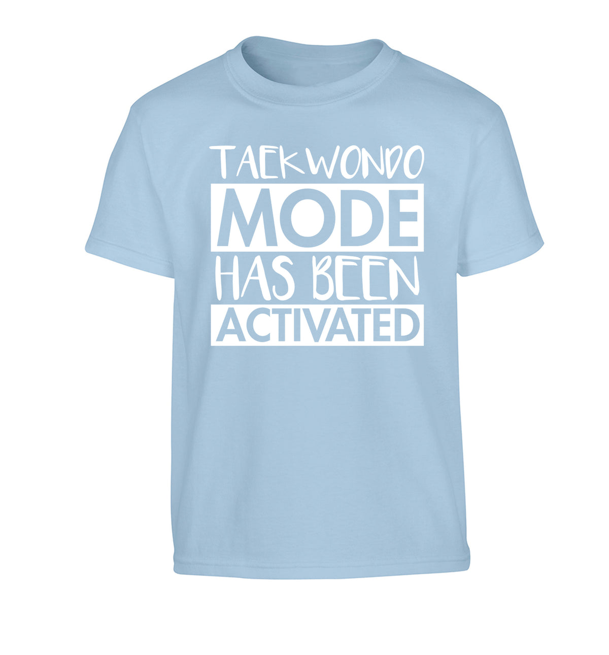 Taekwondo mode activated Children's light blue Tshirt 12-14 Years